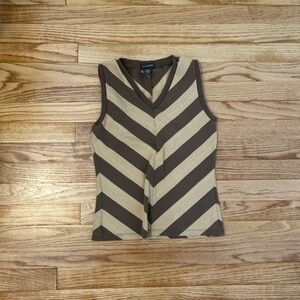 Brown and cream striped tank top
